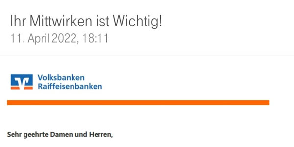 Phishing-Warnung Russland-Sanktionen Phishing-Warnung Russland-Sanktionen: Beispiel einer solchen Phishing-Nachricht